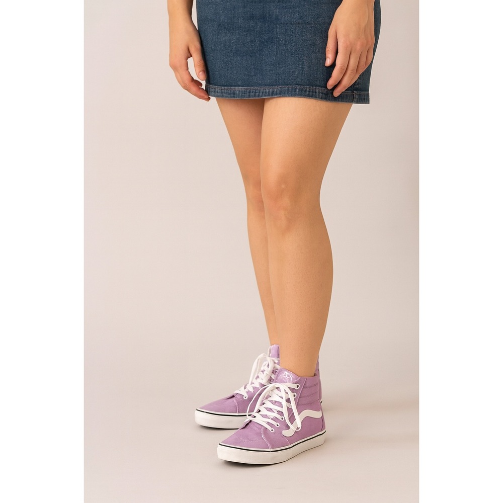 Vans Sk8-Hi Lilac Purple White Stripe High Top Skate Shoes Sneakers Kids Size 4